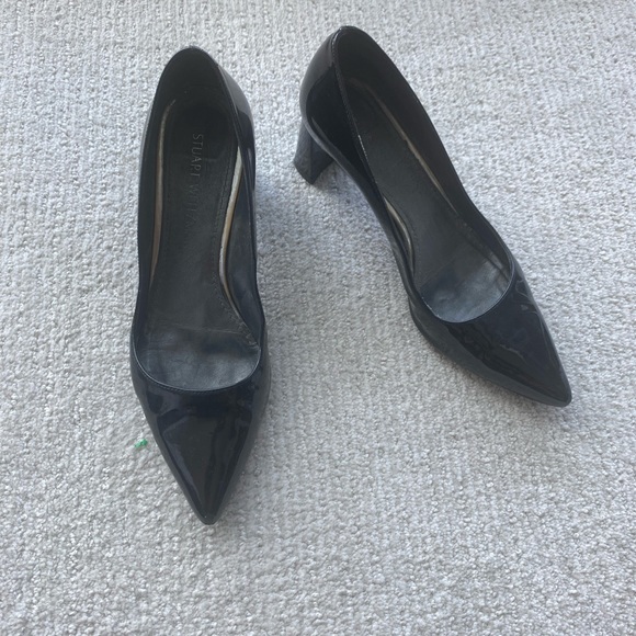 Stuart Weitzman black patent pump block heel Sz 7.5 - Picture 3 of 5